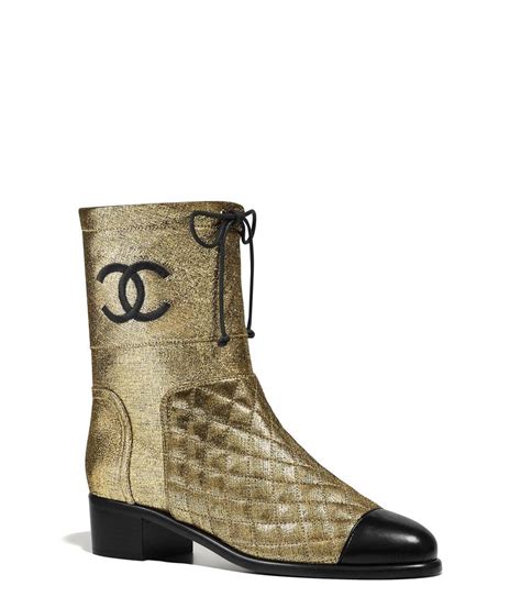 chanel gold boots|Chanel high heel boots.